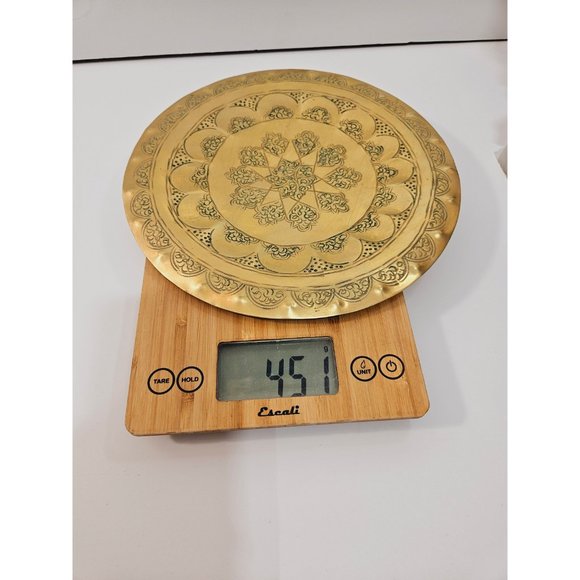 Vintage,Brass Tray,Indian Tray,Indian brass Tray,Serving Tray,Round - Picture 10 of 10